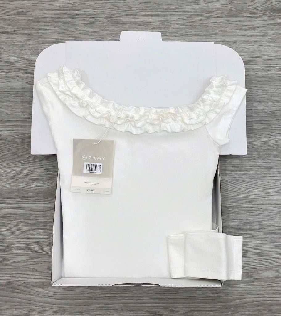 KS1438 - ÁO TRỄ VAI CỘT DÂY EO (TRẮNG) - ÁO LẺ