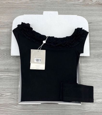 KS1437 - ÁO TRỄ VAI CỘT DÂY EO (ĐEN) - ÁO LẺ