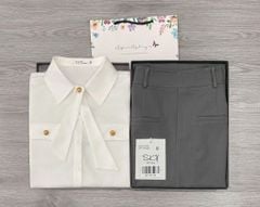 SKY9334 - SET CÔNG SỞ SƠMI TRẮNG + VÁY DÀI XÁM