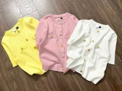 VGU1715 - ÁO LEN PHỐI NÚT - TRẮNG (ÁO LẺ)