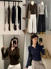 SHE4685 - ÁO THUN BODY TAY DÀI - NÂU (ÁO LẺ)