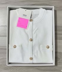 VGU1715 - ÁO LEN PHỐI NÚT - TRẮNG (ÁO LẺ)