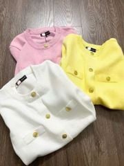 VGU1715 - ÁO LEN PHỐI NÚT - TRẮNG (ÁO LẺ)