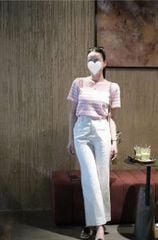 KS1492 - SET ÁO SỌC HỒNG + QUẦN DÀI TRẮNG