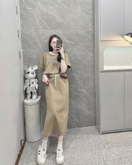 KS1479 - SET ÁO + CHÂN VÁY DÀI LOSANGELES - NÂU