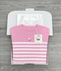 KS1492 - SET ÁO SỌC HỒNG + QUẦN DÀI TRẮNG