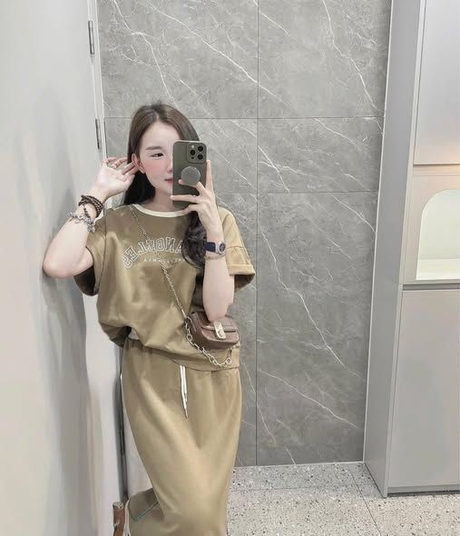 KS1479 - SET ÁO + CHÂN VÁY DÀI LOSANGELES - NÂU