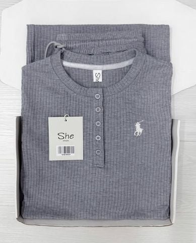 SHE4692 - SET BỘ TAY DÀI THÊU NGỰA (XÁM)