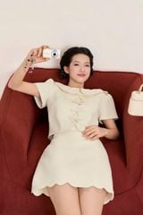 VGU1671 - SET NGẮN CỔ SEN (KEM)