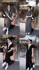SHE4700 - ĐẦM DÀI BODY THÊU NGỰA (XÁM)
