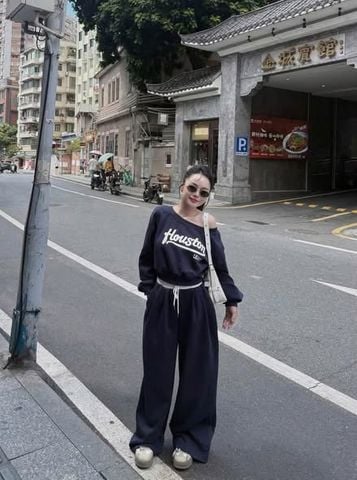 SKY9551 - SET DÀI TRỄ VAI HOUSTON (XANH ĐEN)