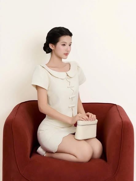 VGU1671 - SET NGẮN CỔ SEN (KEM)