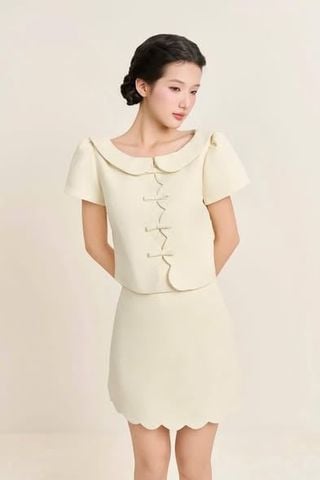 VGU1671 - SET NGẮN CỔ SEN (KEM)