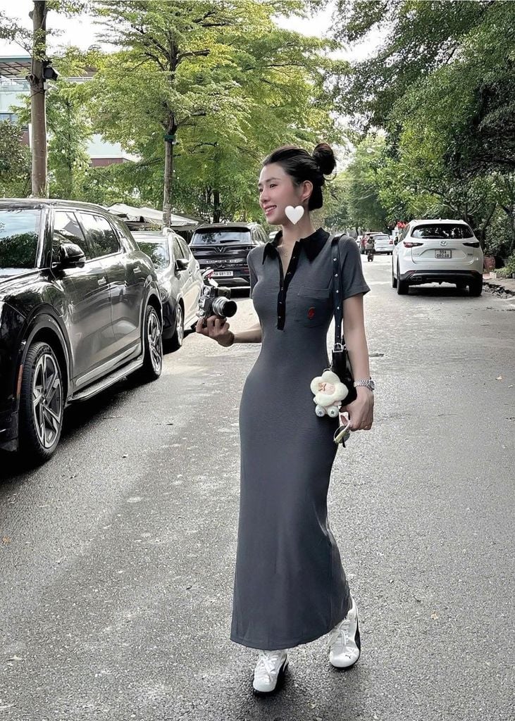SHE4700 - ĐẦM DÀI BODY THÊU NGỰA (XÁM)