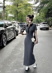 SHE4700 - ĐẦM DÀI BODY THÊU NGỰA (XÁM)
