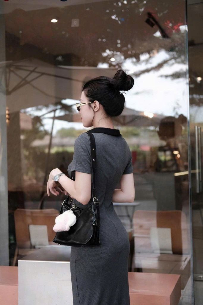 SHE4700 - ĐẦM DÀI BODY THÊU NGỰA (XÁM)