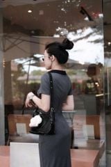 SHE4700 - ĐẦM DÀI BODY THÊU NGỰA (XÁM)