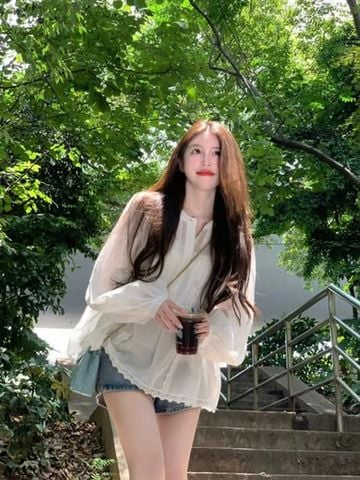 TB9491 - SET ÁO TAY DÀI XẾP LY, QUẦN SHORT JEAN (KÈM ÁO TRONG)