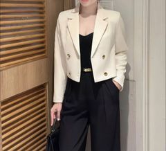 TB5909 - ÁO KHOÁC VEST FORM LỬNG - KEM (ÁO LẺ)