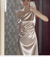 TB9567 - ĐẦM LỤA LỆCH VAI