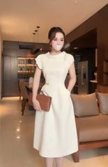 VGU1771 - ĐẦM DÀI CỔ NGƯỢC KEM (KÈM DÂY)