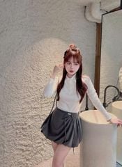 SHE4690 - SET ÁO TAY DÀI TRẮNG, C.VÁY BÍ XÁM