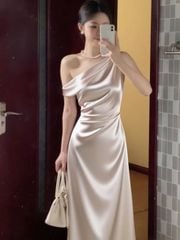 TB9567 - ĐẦM LỤA LỆCH VAI