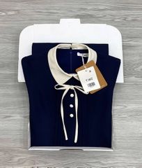 KS1471 - ĐẦM DÀI XANH ĐEN XẾP LY NGỰC PHỐI NƠ