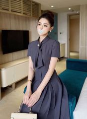 SKY5943 - ĐẦM DÀI TÙNG XẾP LY XÁM PHỐI TAG