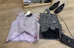 VGU1846 - ÁO DẠ SÁT NÁCH PHỐI HOA (ĐEN)