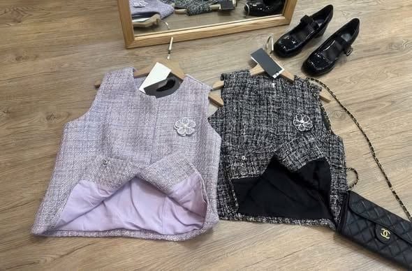 VGU1845 - ÁO DẠ SÁT NÁCH PHỐI HOA (HỒNG TÍM)