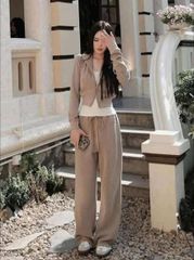 VGU1844 - SET ÁO KHOÁC + ÁO 3 LỖ + QUẦN DÀI (NÂU)