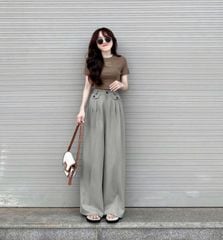 SKY9585 - QUẦN DÀI PHỐI NẮP TÚI - NÂU DA (Q.LẺ)