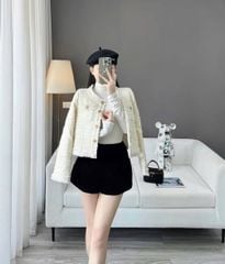 KS1506 - ÁO KHOÁC DẠ CAOCAP TRẮNG KEM (ÁO LẺ)