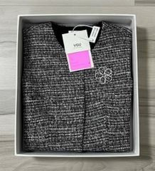 VGU1846 - ÁO DẠ SÁT NÁCH PHỐI HOA (ĐEN)