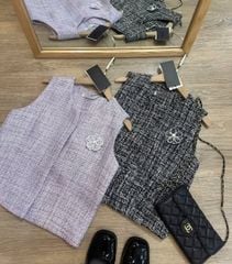 VGU1845 - ÁO DẠ SÁT NÁCH PHỐI HOA (HỒNG TÍM)