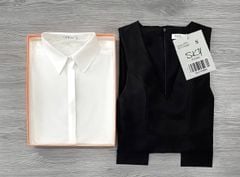 SKY9588 - SET ÁO SƠMI TRẮNG + ĐẦM DÀI ĐEN