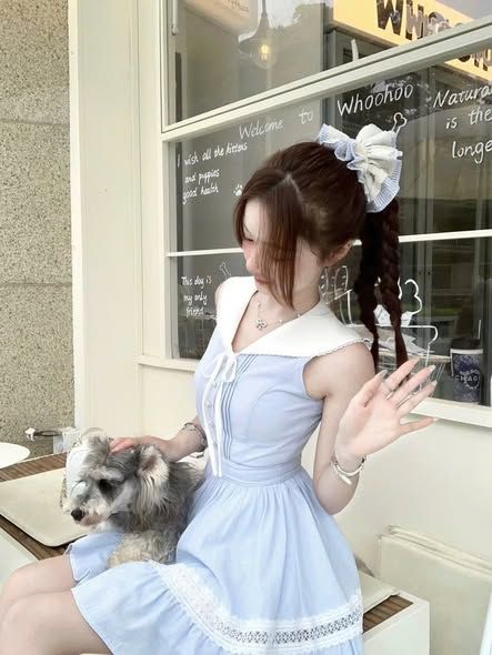 VGU1839 - ĐẦM NGẮN SỌC XANH PHỐI CỔ