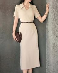 KS1529 - ĐẦM DÀI KEM PHỐI CỔ (KÈM NỊT)