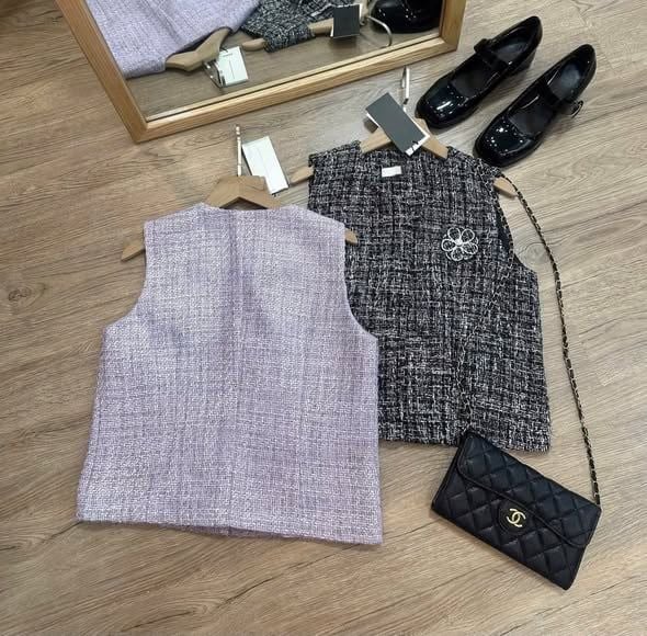 VGU1846 - ÁO DẠ SÁT NÁCH PHỐI HOA (ĐEN)