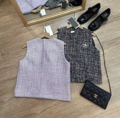 VGU1845 - ÁO DẠ SÁT NÁCH PHỐI HOA (HỒNG TÍM)