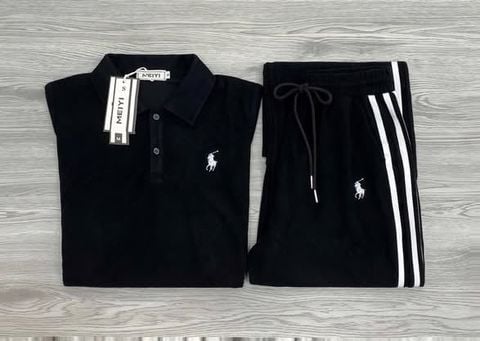 KS1553 - SET THỂ THAO THÊU NGỰA PHỐI SỌC (ĐEN)