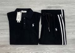 KS1553 - SET THỂ THAO THÊU NGỰA PHỐI SỌC (ĐEN)