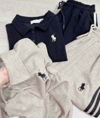 KS1553 - SET THỂ THAO THÊU NGỰA PHỐI SỌC (ĐEN)