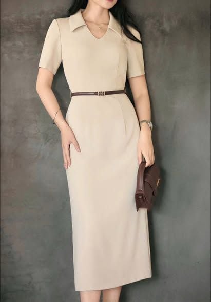 KS1529 - ĐẦM DÀI KEM PHỐI CỔ (KÈM NỊT)