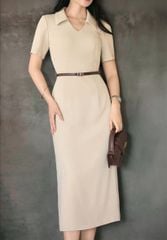 KS1529 - ĐẦM DÀI KEM PHỐI CỔ (KÈM NỊT)