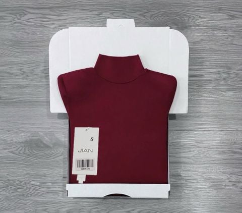 TB9572 - ÁO THUN CỔ LỌ TAY DÀI - ĐỎ ĐÔ (ÁO LẺ)