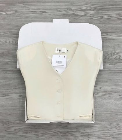 KS1527 - ÁO KHOÁC PHỐI NÚT KEM (ÁO LẺ)