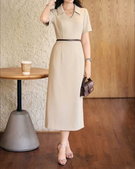 KS1529 - ĐẦM DÀI KEM PHỐI CỔ (KÈM NỊT)