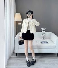 KS1506 - ÁO KHOÁC DẠ CAOCAP TRẮNG KEM (ÁO LẺ)